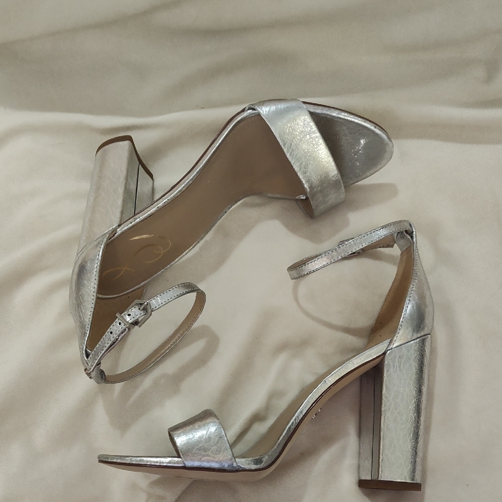 Sam Edelman Metallic Silver Block Heels
